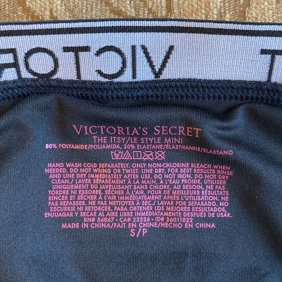Victoria Secret logo itsy/le style mini bikini bottom black size S/P - Picture 3 of 6